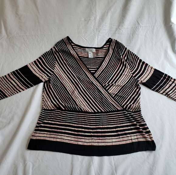 Nine West Multi-stripe Wrap Sweater - Picture 5 of 5
